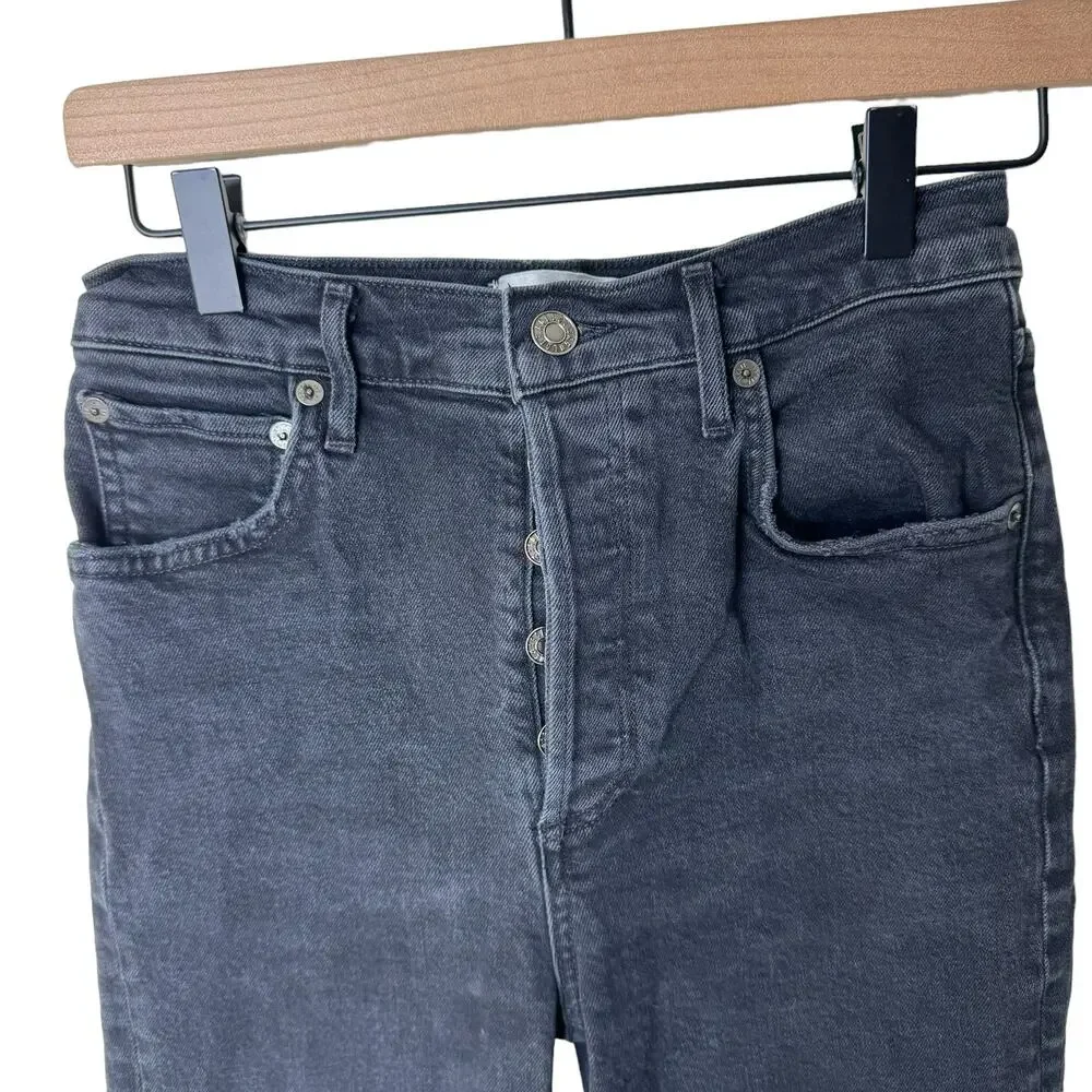 AGOLDE RILEY HIGH RISE STRAIGHT CROP (STRETCH) IN PANORAMIC Button Fly Size 25